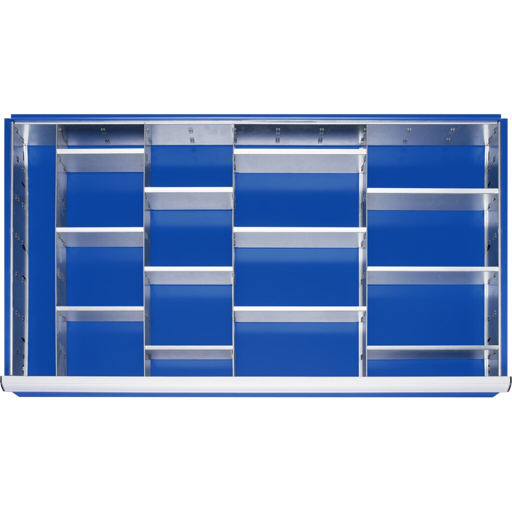 Illustration du produit: RAU Jeu de compartimentage pour tiroir, HxlxP 150 x 1 055 x 560 mm, avec jeu de 4 baguettes perforées et 4 parois de séparation, taille XXL pour hauteur de façade 180-360 mm