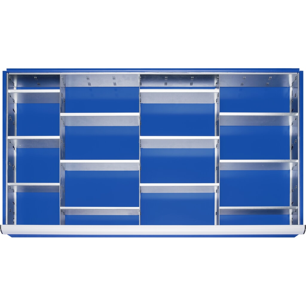 RAU Jeu de compartimentage pour tiroir, HxlxP 150 x 1 055 x 560 mm, avec jeu de 4 baguettes perforées et 3 parois de séparation, taille XXL pour hauteur de façade 180-360 mm Illustration du produit: RAU Jeu de compartimentage pour tiroir, HxlxP 150 x 1 055 x 560 mm, avec jeu de 4 baguettes perforées et 3 parois de séparation, taille XXL pour hauteur de façade 180-360 mm