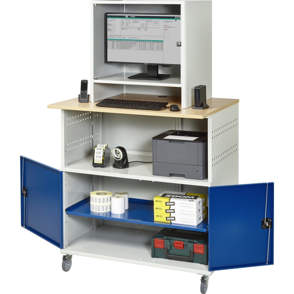 N° de l'image du produit 1 : RAU Poste informatique avec boîtier d'écran, mobile