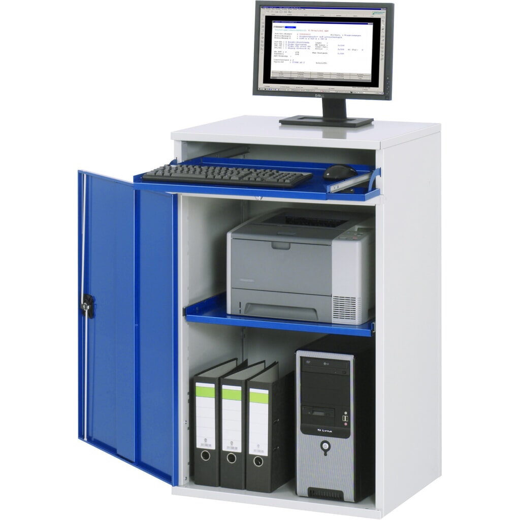 RAU Armoire informatique, HxlxP 1 060 x 650 x 520 mm, avec 1 porte battante et porte-clavier coulissant Illustration du produit: RAU Armoire informatique, HxlxP 1 060 x 650 x 520 mm, avec 1 porte battante et porte-clavier coulissant