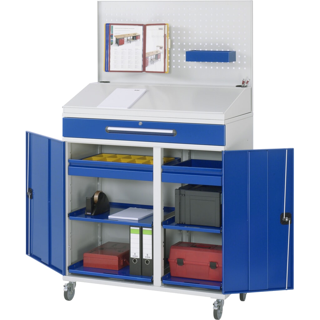 RAU pupitre mobile, haut. x larg. x prof. L x P 1 235-1 895 x 1 100 x 520 mm, tiroirs 2 x 80, 1 x 120 mm N° de l'image du produit 3 : RAU pupitre mobile, haut. x larg. x prof. L x P 1 235-1 895 x 1 100 x 520 mm, tiroirs 2 x 80, 1 x 120 mm