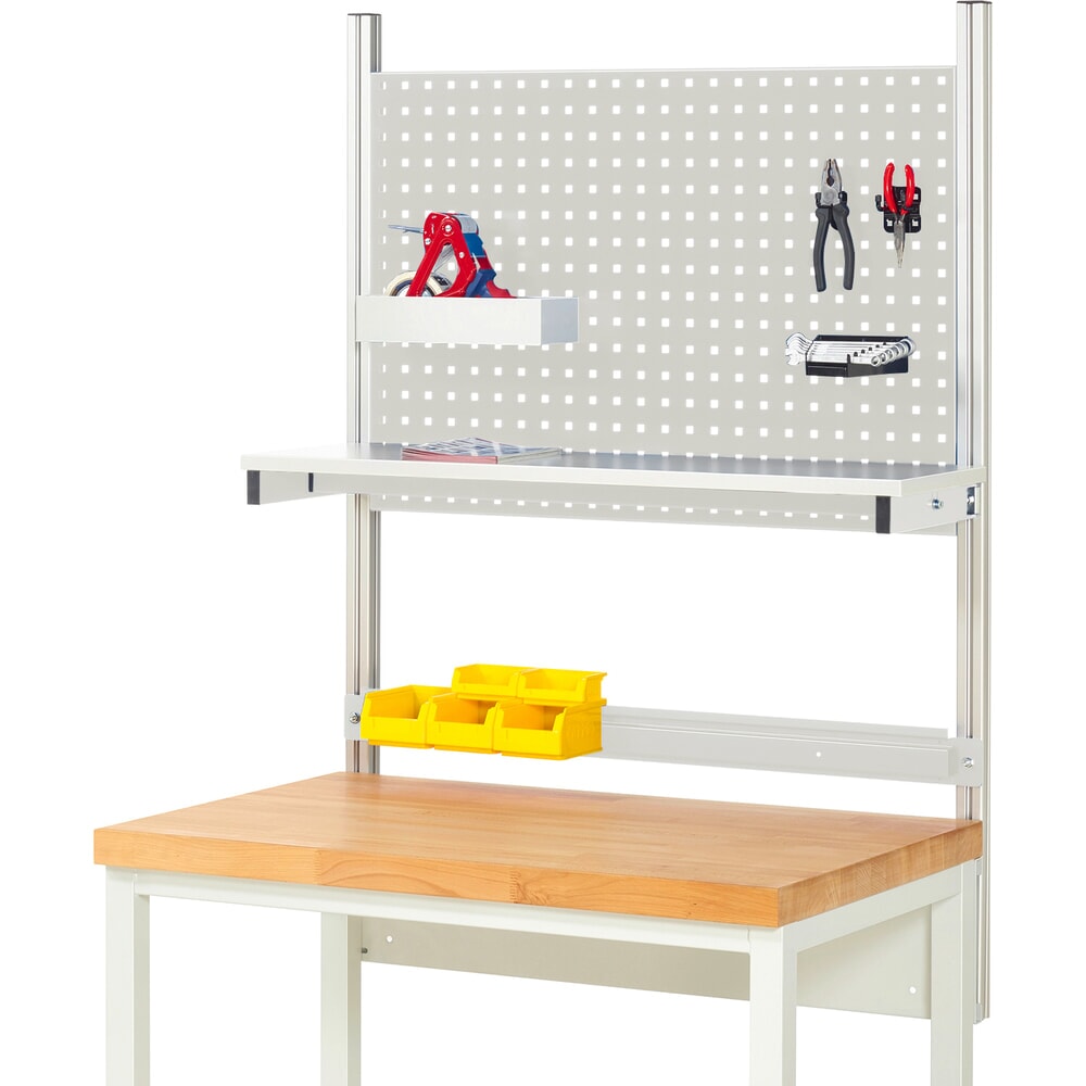 Illustration du produit: Module d’établi RAU, haut. x larg. x prof. 1 130 x 1 000 x 350 mm, avec 1 étagère en plateau mélaminé et 1 rail de fixation, kit complet 01 pour largeur de produit 1 000 mm