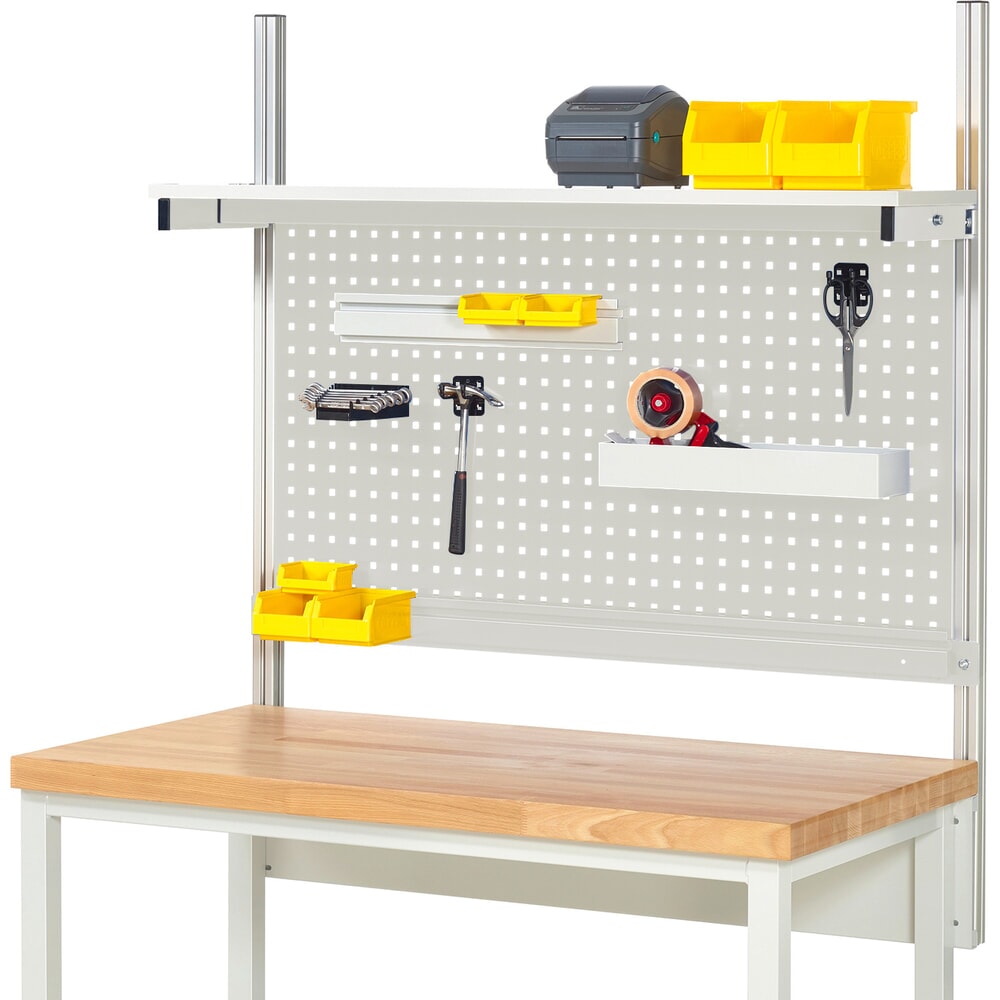 Illustration du produit: Module d’établi RAU, haut. x larg. x prof. 1 130 x 1 250 x 350 mm, avec 1 étagère en plateau mélaminé et 1 rail de fixation, kit complet 01 pour largeur de produit 1 250 mm