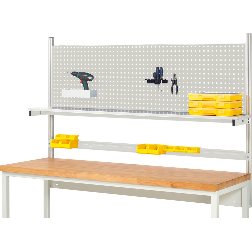 Illustration du produit: Module d’établi RAU, haut. x larg. x prof. 1 130 x 2 000 x 350 mm, avec 1 étagère en plateau mélaminé et 1 rail de fixation, kit complet 01 pour largeur de produit 2 000 mm