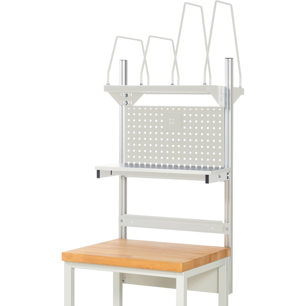 N° de l'image du produit 2 : Module d’établi RAU, haut. x larg. x prof. 1 130 x 750 x 350 mm, avec 1 étagère, 1 rail de fixation et 1 support pour écran plat, kit complet 03 pour largeur de produit 750 mm