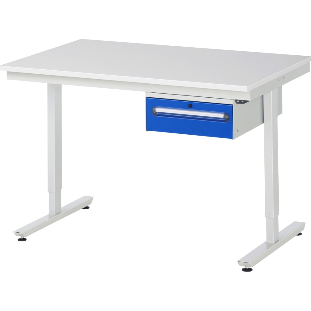 N° de l'image du produit 9 : RAU Table de travail à réglage électrique de la hauteur Série adlatus 300, HxlxP 720-1 120 x 1 250 x 1 000 mm, plan de travail avec revêtement en mélamine