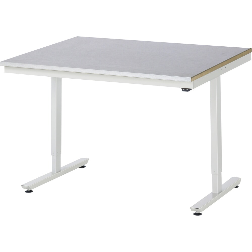 Illustration du produit: RAU Table de travail à réglage électrique de la hauteur Série adlatus 300, HxlxP 720-1 120 x 1 250 x 1 000 mm, plan de travail avec revêtement en tôle d’acier