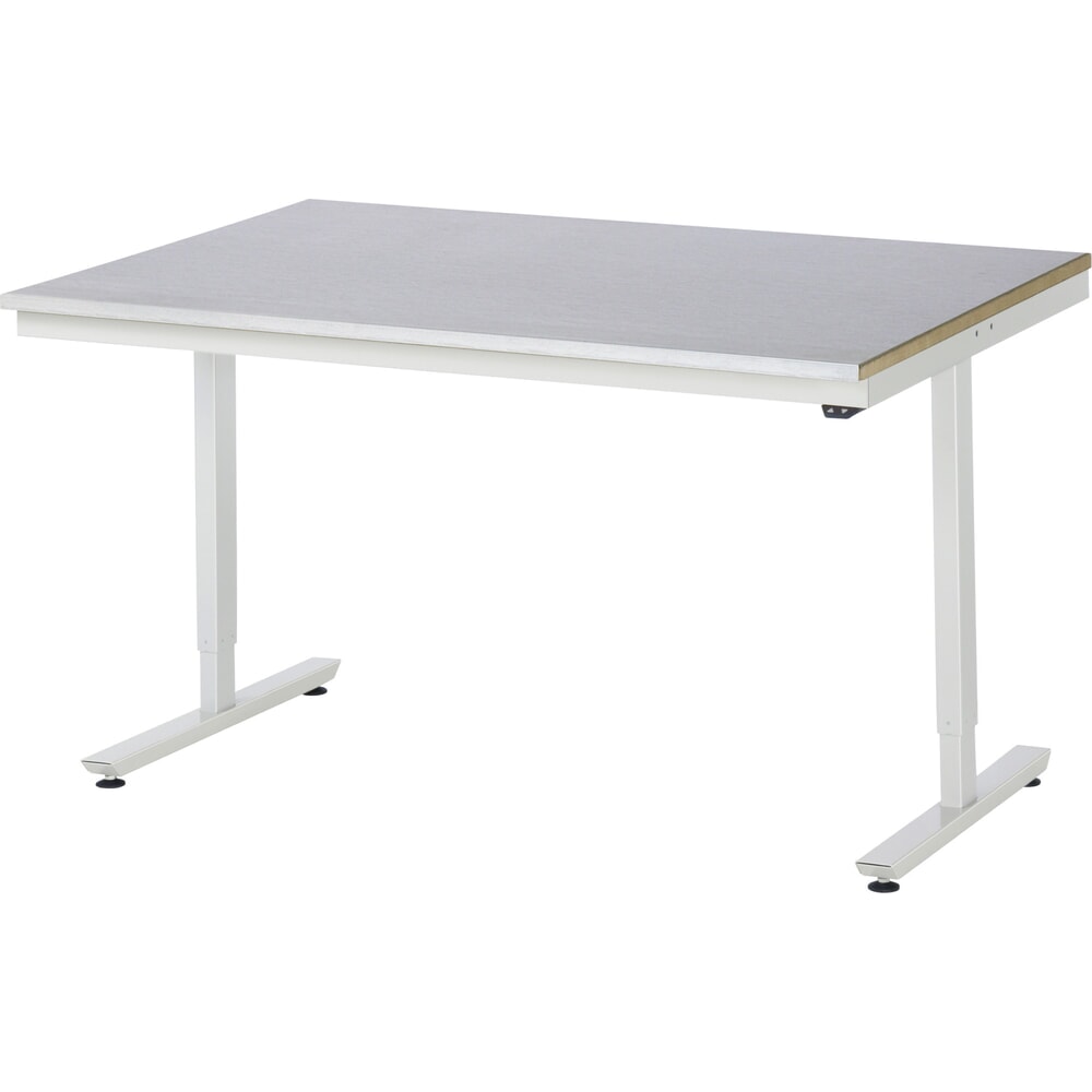 Illustration du produit: RAU Table de travail à réglage électrique de la hauteur Série adlatus 300, HxlxP 720-1 120 x 1 500 x 1 000 mm, plan de travail avec revêtement en tôle d’acier