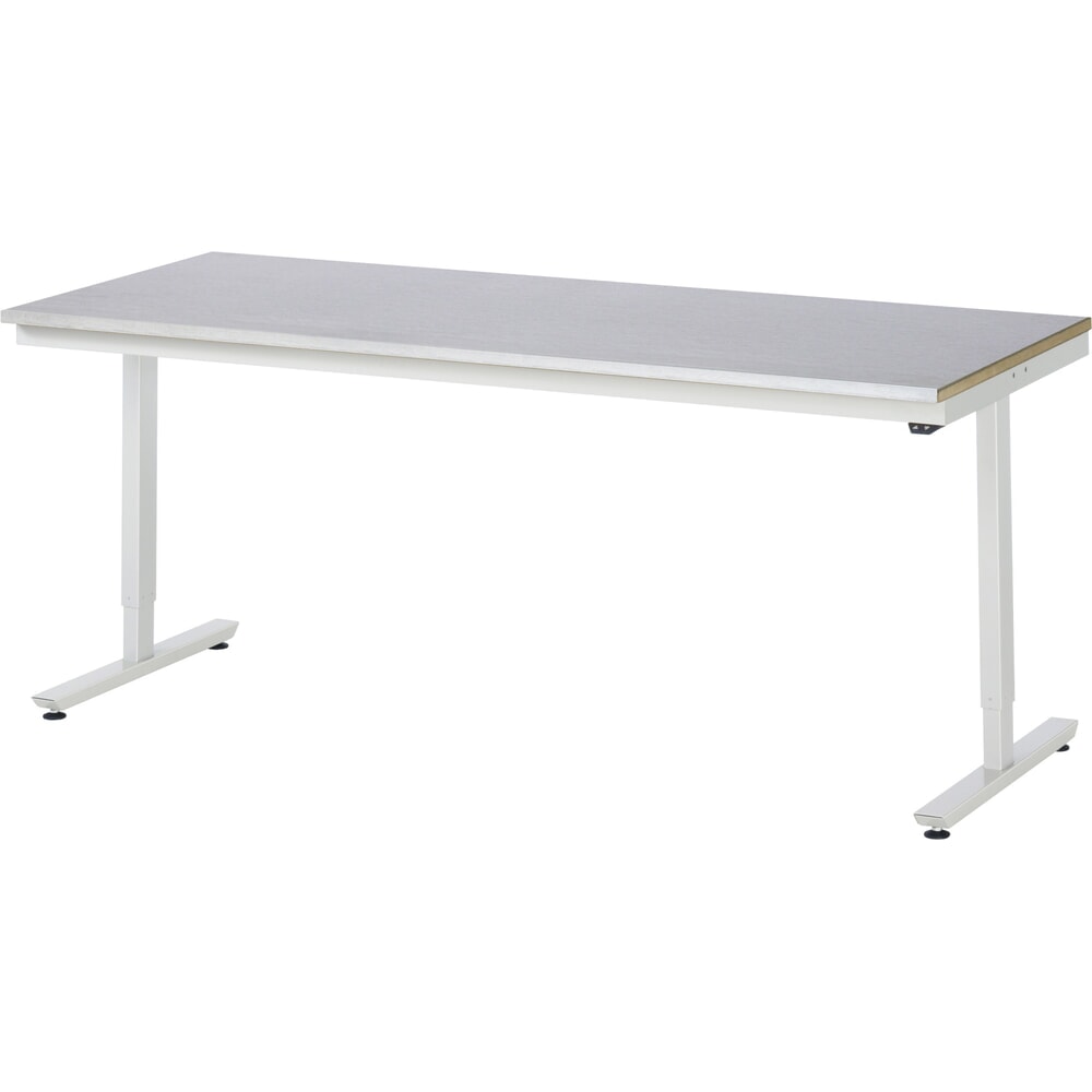 Illustration du produit: RAU Table de travail à réglage électrique de la hauteur Série adlatus 300, HxlxP 720-1 120 x 2 000 x 800 mm, plan de travail avec revêtement en tôle d’acier inoxydable