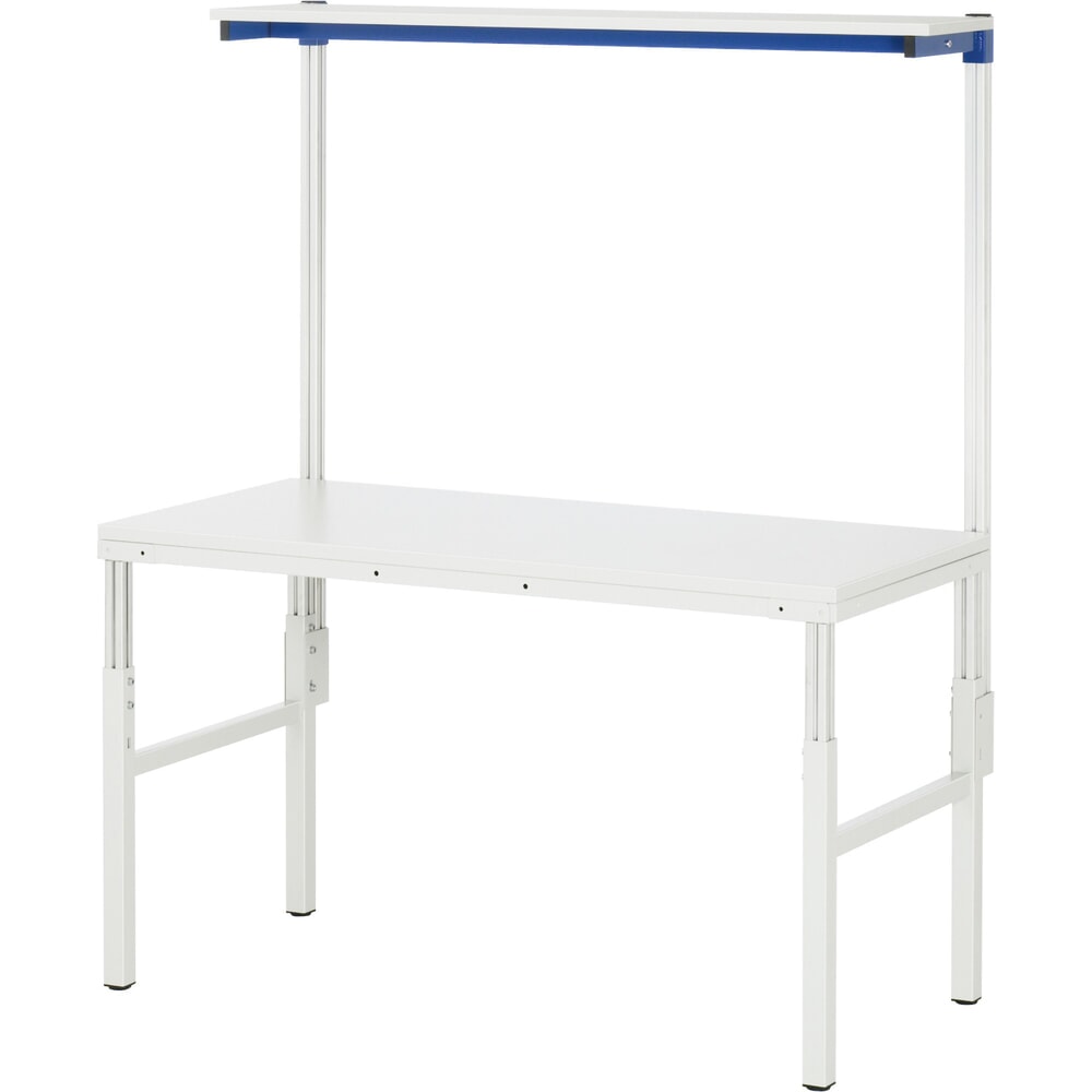 N° de l'image du produit 3 : RAU Table de travail Série E, avec étagère, HxlxP 650-1 000 x 1 200 x 500 mm, plan de travail avec revêtement en mélamine