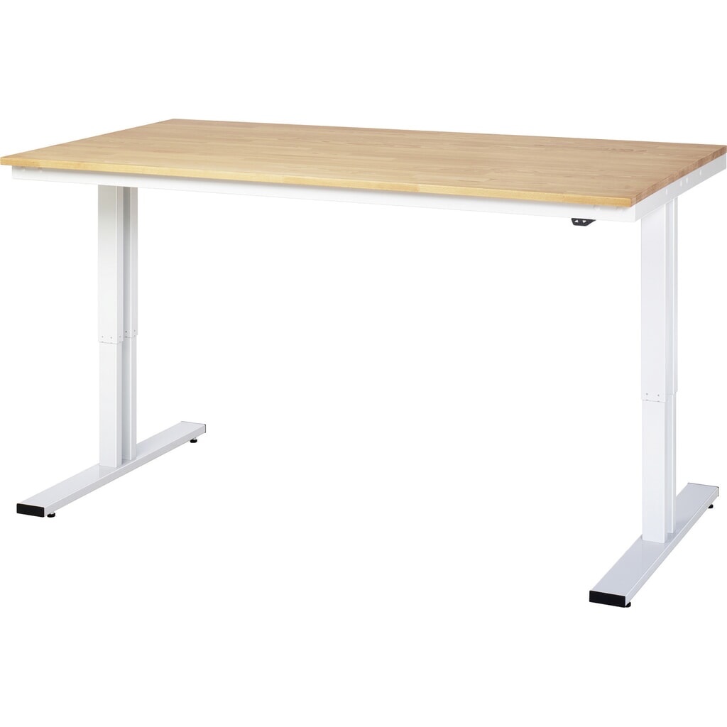 N° de l'image du produit 4 : RAU Table pour poste de travail à réglage électrique de la hauteur série adlatus 300, HxlxP 720-1 120 x 1 500 x 1 000 mm, plan de travail en revêtement linoléum / universel
