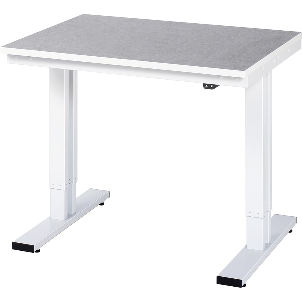 RAU Table pour poste de travail à réglage électrique de la hauteur série adlatus 300, HxlxP 720-1 120 x 1 000 x 800 mm, plan de travail en revêtement linoléum / universel Illustration du produit: RAU Table pour poste de travail à réglage électrique de la hauteur série adlatus 300, HxlxP 720-1 120 x 1 000 x 800 mm, plan de travail en revêtement linoléum / universel