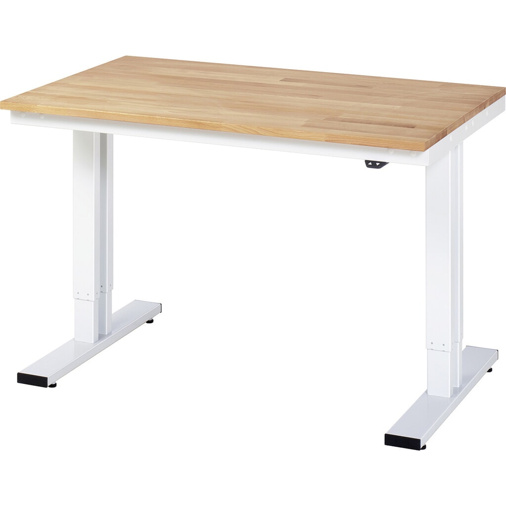 RAU Table pour poste de travail à réglage électrique de la hauteur série adlatus 300, HxlxP 720-1 120 x 1 250 x 800 mm, plateau de travail en hêtre massif Illustration du produit: RAU Table pour poste de travail à réglage électrique de la hauteur série adlatus 300, HxlxP 720-1 120 x 1 250 x 800 mm, plateau de travail en hêtre massif