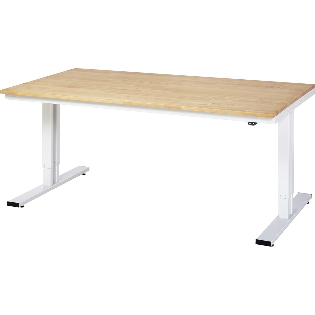 Illustration du produit: RAU Table pour poste de travail à réglage électrique de la hauteur série adlatus 300, HxlxP 720-1 120 x 2 000 x 1 000 mm, plan de travail en hêtre massif