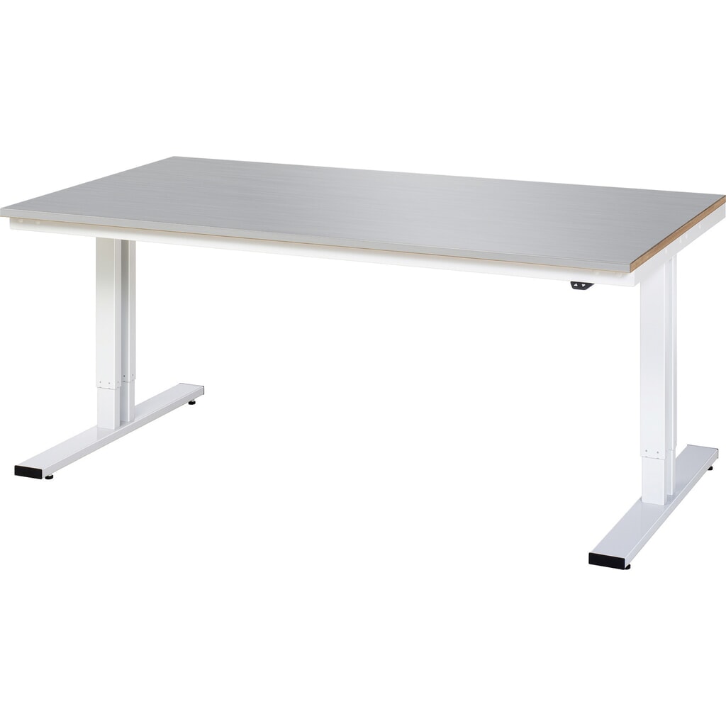 Illustration du produit: RAU Table pour poste de travail à réglage électrique de la hauteur série adlatus 300, HxlxP 720-1 120 x 2 000 x 1 000 mm, plan de travail en tôle d’acier inoxydable