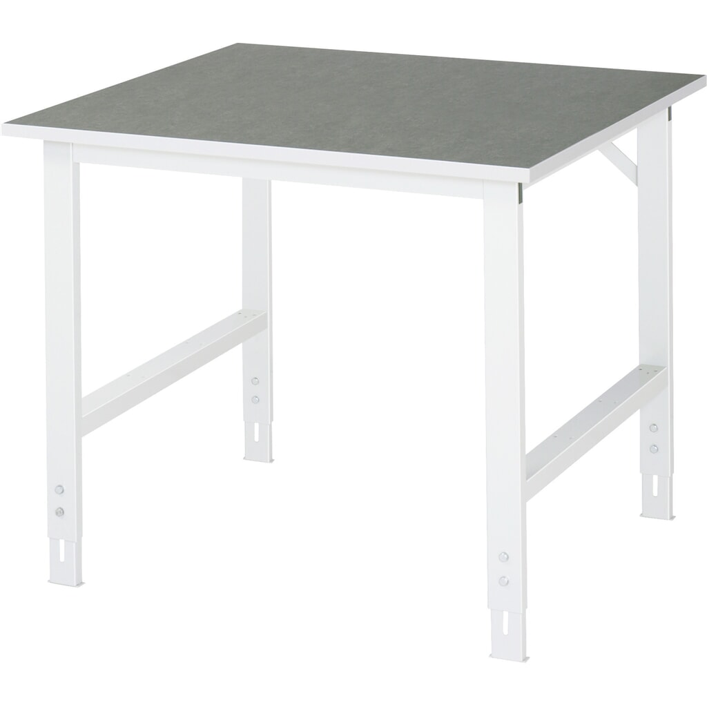 Illustration du produit: RAU Table pour poste de travail réglable en hauteur série TOM, HxlxP 760-1 080 x 1 000 x 1 000 mm, plan de travail en revêtement linoléum / universel