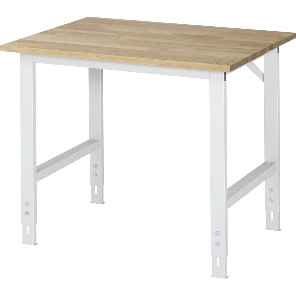 Illustration du produit: RAU Table pour poste de travail réglable en hauteur série TOM, HxlxP 760-1 080 x 1 000 x 800 mm, plan de travail en hêtre massif