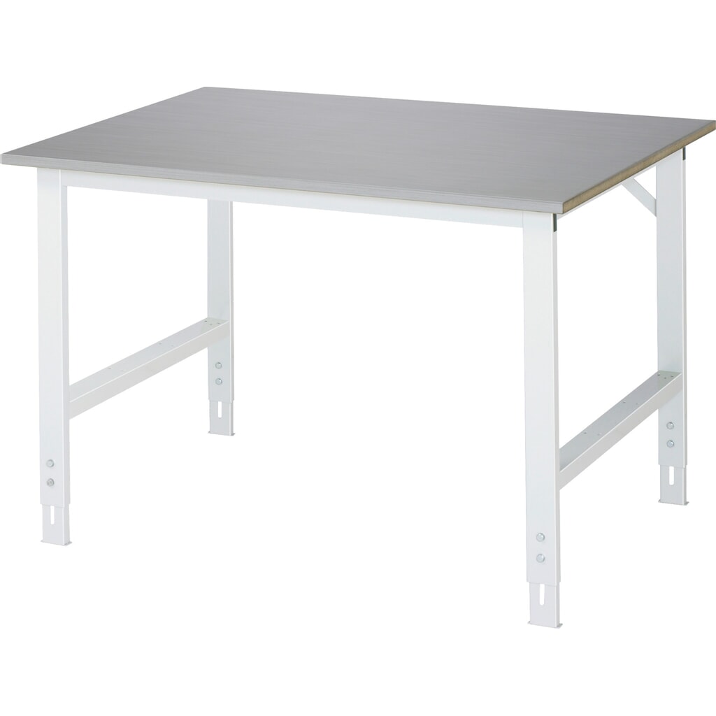 Illustration du produit: RAU Table pour poste de travail réglable en hauteur série TOM, HxlxP 760-1 080 x 1 250 x 1 000 mm, plan de travail en tôle d’acier inoxydable