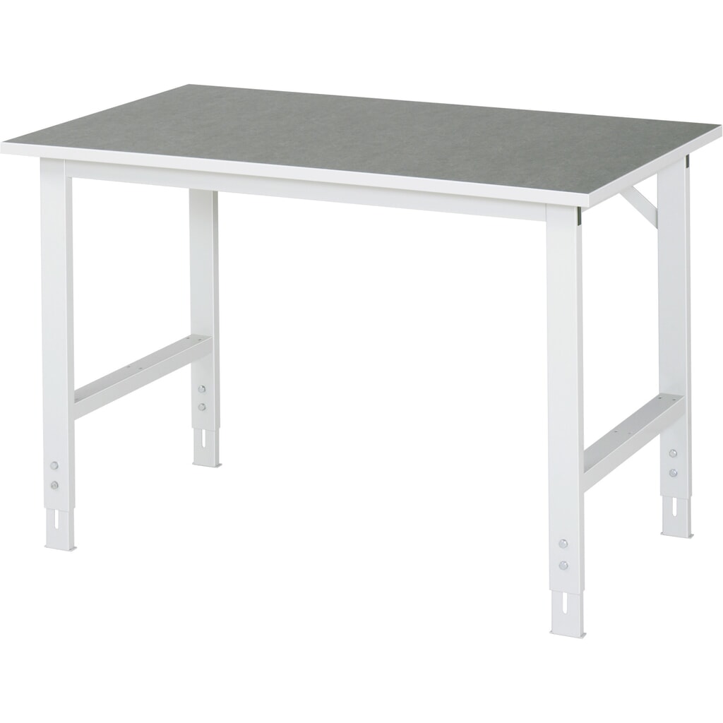 RAU Table pour poste de travail réglable en hauteur série TOM, HxlxP 760-1 080 x 1 250 x 800 mm, plan de travail en revêtement linoléum / universel Illustration du produit: RAU Table pour poste de travail réglable en hauteur série TOM, HxlxP 760-1 080 x 1 250 x 800 mm, plan de travail en revêtement linoléum / universel