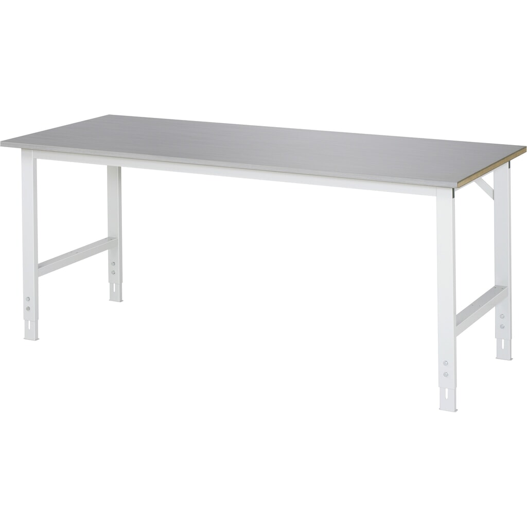 Illustration du produit: RAU Table pour poste de travail réglable en hauteur série TOM, HxlxP 760-1 080 x 2 000 x 800 mm, plan de travail en tôle d’acier inoxydable