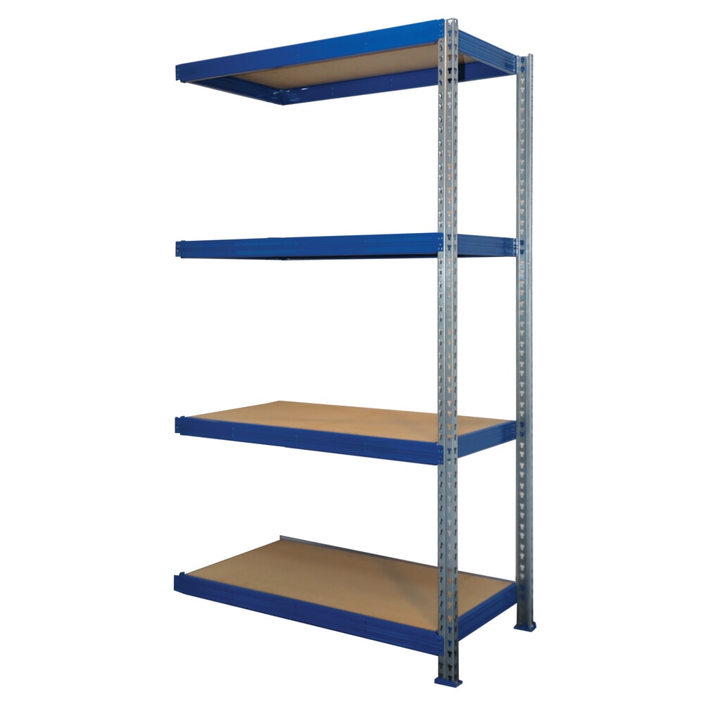 Illustration du produit: Rayonnage pour charges lourdes à grande portée, travée auxiliaire, charge par tablette 600 kg, bleu, HxlxP 2.000 x 1.600 x 800 mm