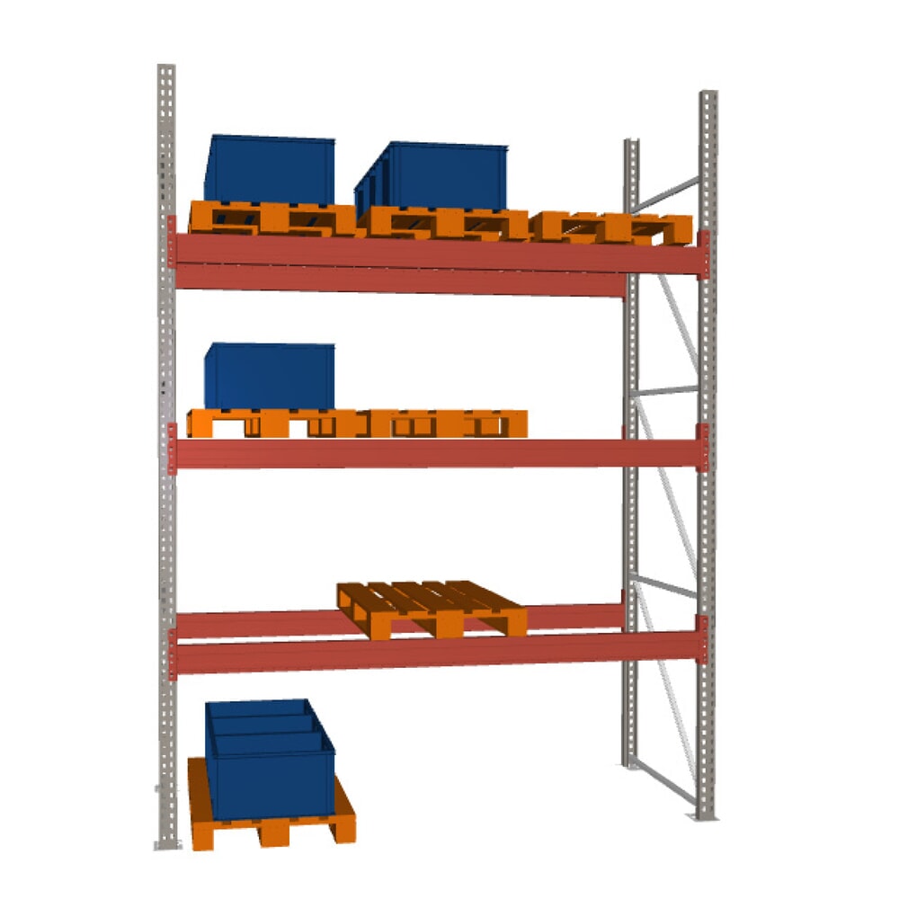 Illustration du produit: Rayonnage à palettes MULTIPAL META, module de base, charge par tablette 4 160 kg, HxlxP 3 800 x 2 700 x 1 100 mm