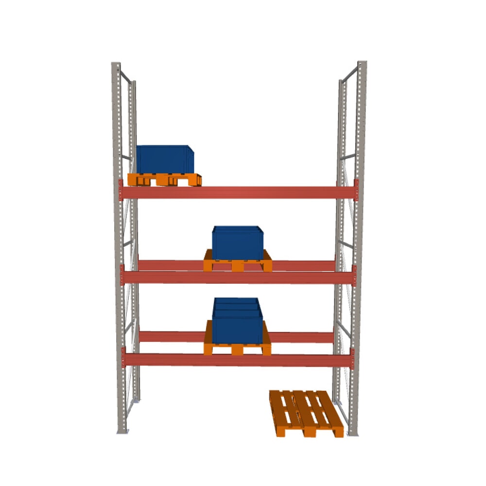 Illustration du produit: Rayonnage à palettes MULTIPAL META, module de base, charge par tablette 2 930 kg, HxlxP 4 400 x 2 700 x 1 100 mm