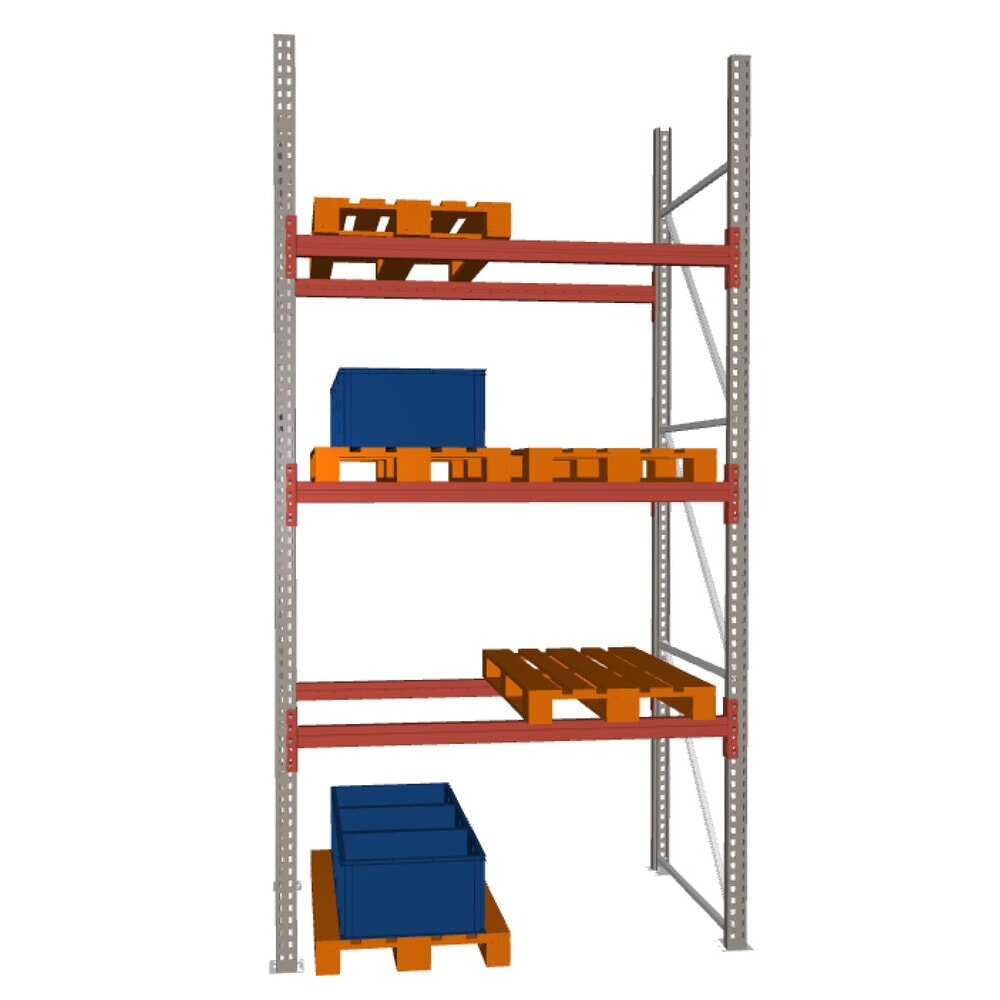 Illustration du produit: Rayonnage à palettes MULTIPAL META, module de base, charge par tablette 2 000 kg, HxlxP 3 800 x 1 825 x 1 100 mm