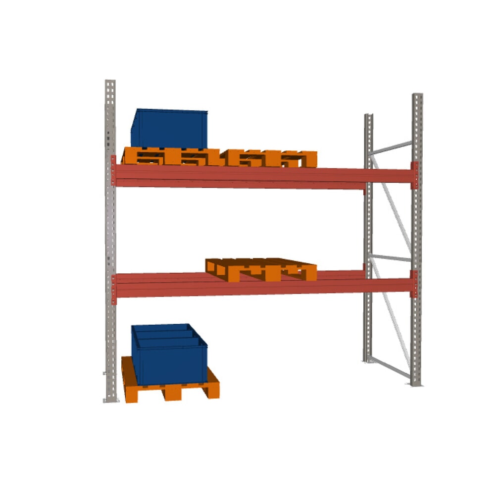 Illustration du produit: Rayonnage à palettes MULTIPAL META, module de base, charge par tablette 2 970 kg, HxlxP 2 700 x 2 700 x 1 100 mm