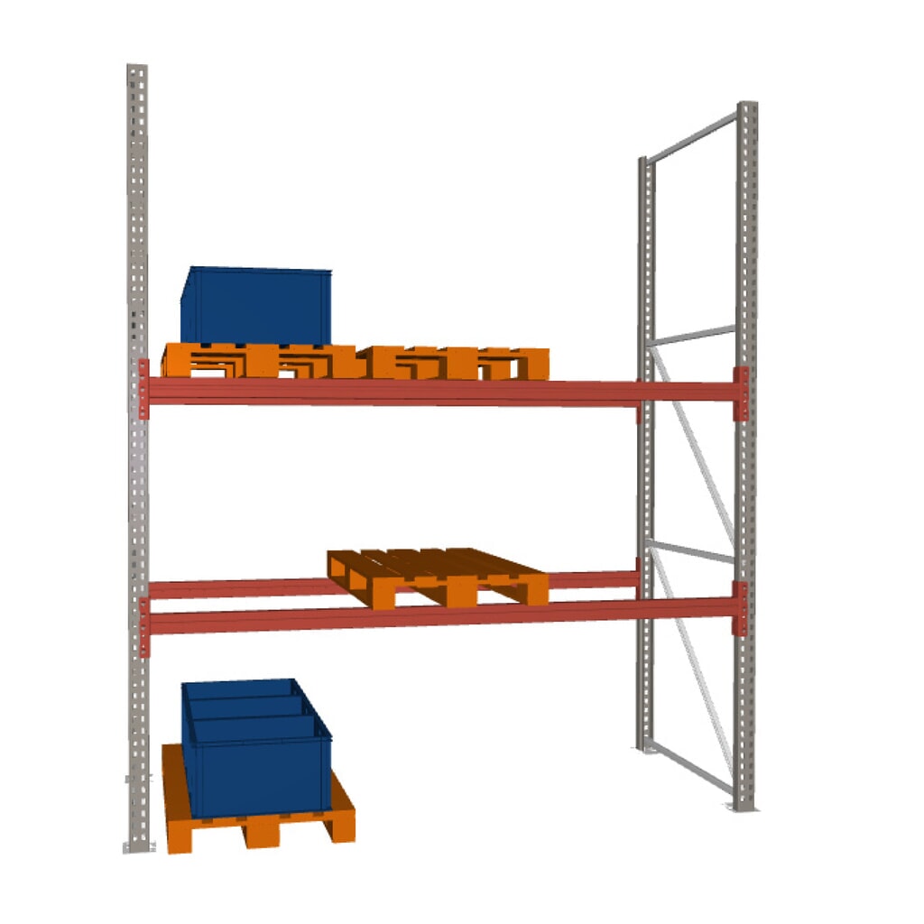 Rayonnage à palettes MULTIPAL META, module de base, charge par tablette 1 480 kg, HxlxP 3 300 x 2 700 x 1 100 mm Illustration du produit: Rayonnage à palettes MULTIPAL META, module de base, charge par tablette 1 480 kg, HxlxP 3 300 x 2 700 x 1 100 mm