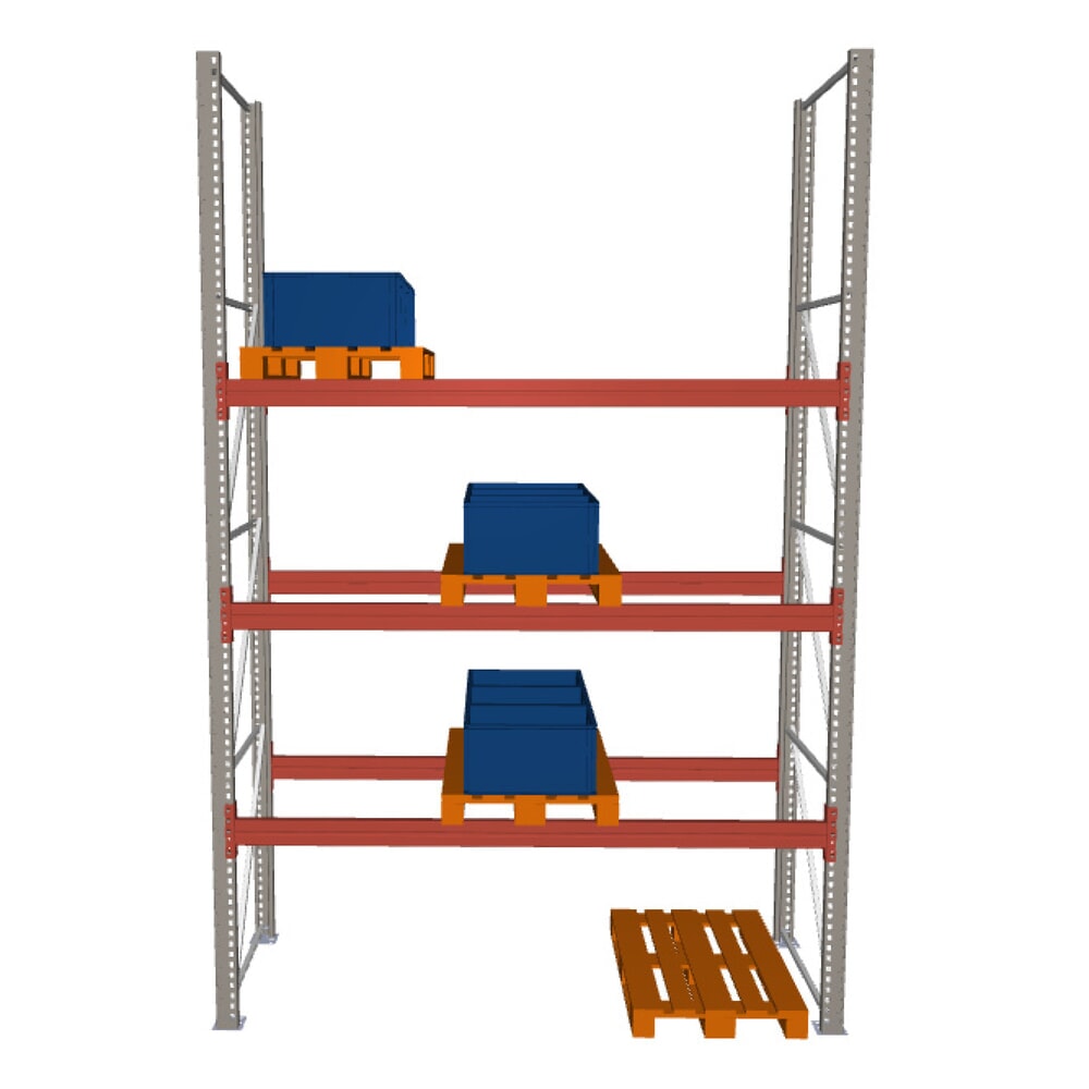 Illustration du produit: Rayonnage à palettes MULTIPAL META, module de base, charge par tablette 2 380 kg, HxlxP 4 400 x 2 700 x 1 100 mm