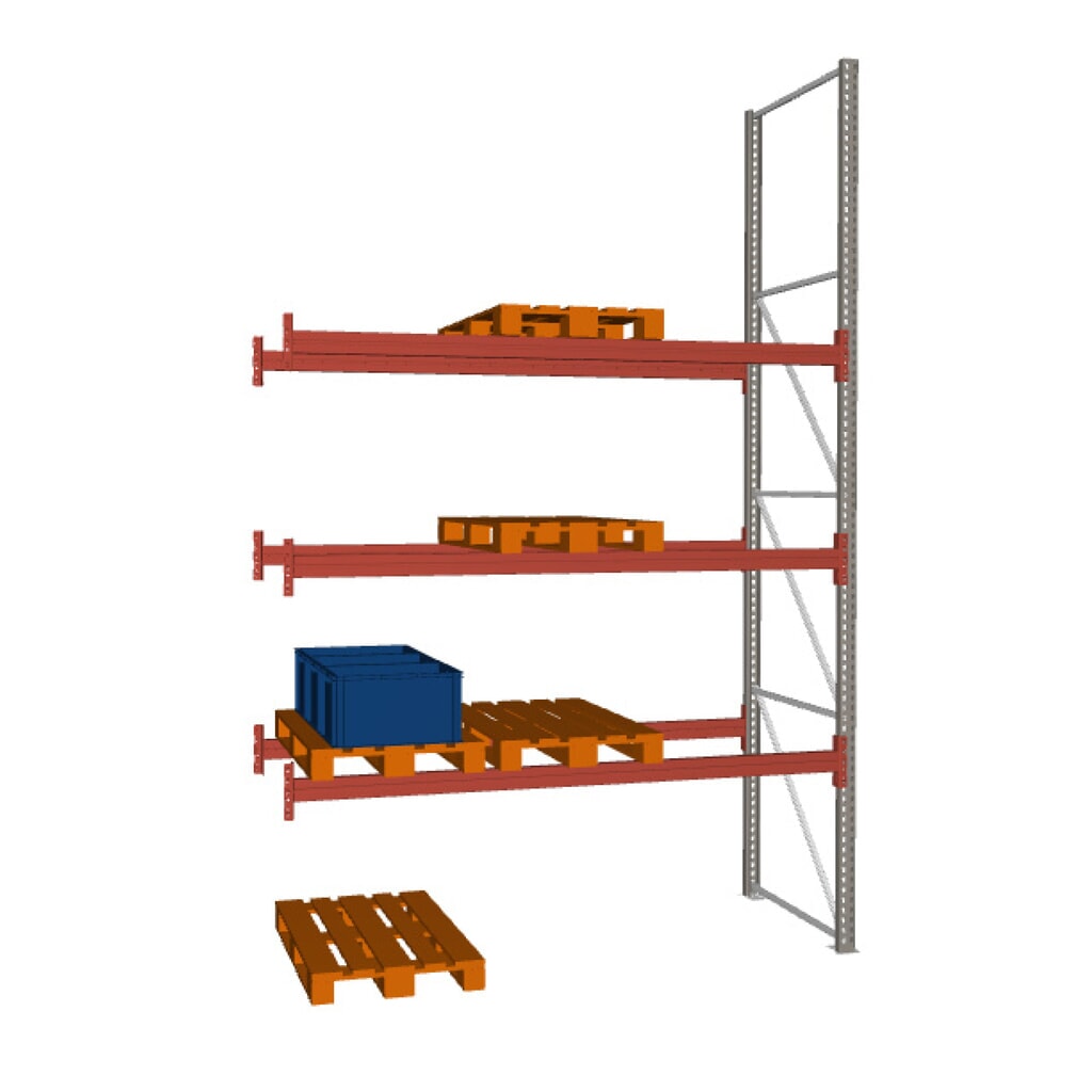 Rayonnage à palettes META MULTIPAL, travée auxiliaire, charge par tablette 1 470 kg, 12 emplacements pour palettes, 4,4 m de hauteur Illustration du produit: Rayonnage à palettes META MULTIPAL, travée auxiliaire, charge par tablette 1 470 kg, 12 emplacements pour palettes, 4,4 m de hauteur