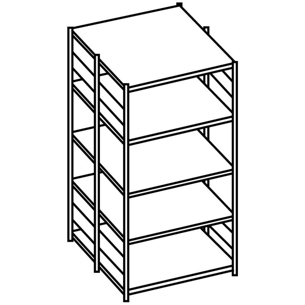 N° de l'image du produit 2 : META Rayonnage à tablettes gris clair, allée double, charge par tablette 230 kg, HxlxP 2 000 x 1 056 x 675 mm