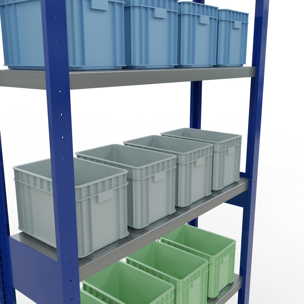 N° de l'image du produit 4 : SCHULTE Rayonnage à tablettes, bleu gentiane / galvanisé, charge par tablette 330 kg, HxlxP 2 500 x 1 060 x 336 mm