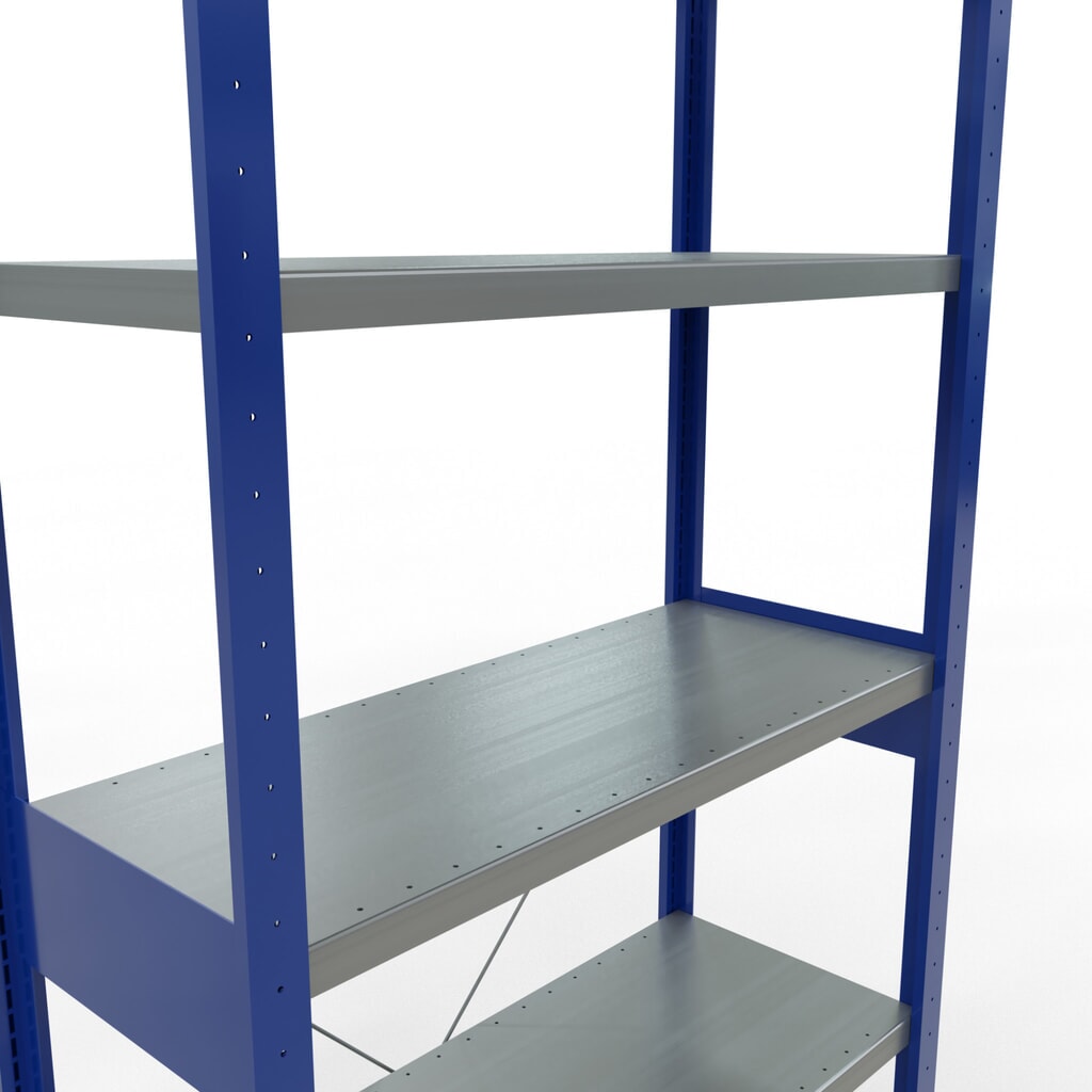 SCHULTE Rayonnage à tablettes, bleu gentiane / galvanisé, charge par tablette 330 kg, HxlxP 2 500 x 1 060 x 436 mm N° de l'image du produit 5 : SCHULTE Rayonnage à tablettes, bleu gentiane / galvanisé, charge par tablette 330 kg, HxlxP 2 500 x 1 060 x 436 mm
