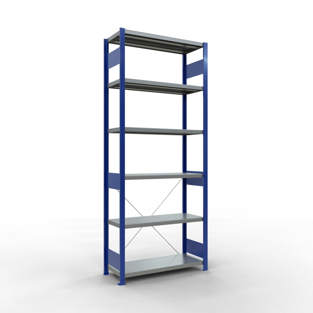 SCHULTE Rayonnage à tablettes, bleu gentiane / galvanisé, charge par tablette 330 kg, HxlxP 2 500 x 1 060 x 436 mm Illustration du produit: SCHULTE Rayonnage à tablettes, bleu gentiane / galvanisé, charge par tablette 330 kg, HxlxP 2 500 x 1 060 x 436 mm
