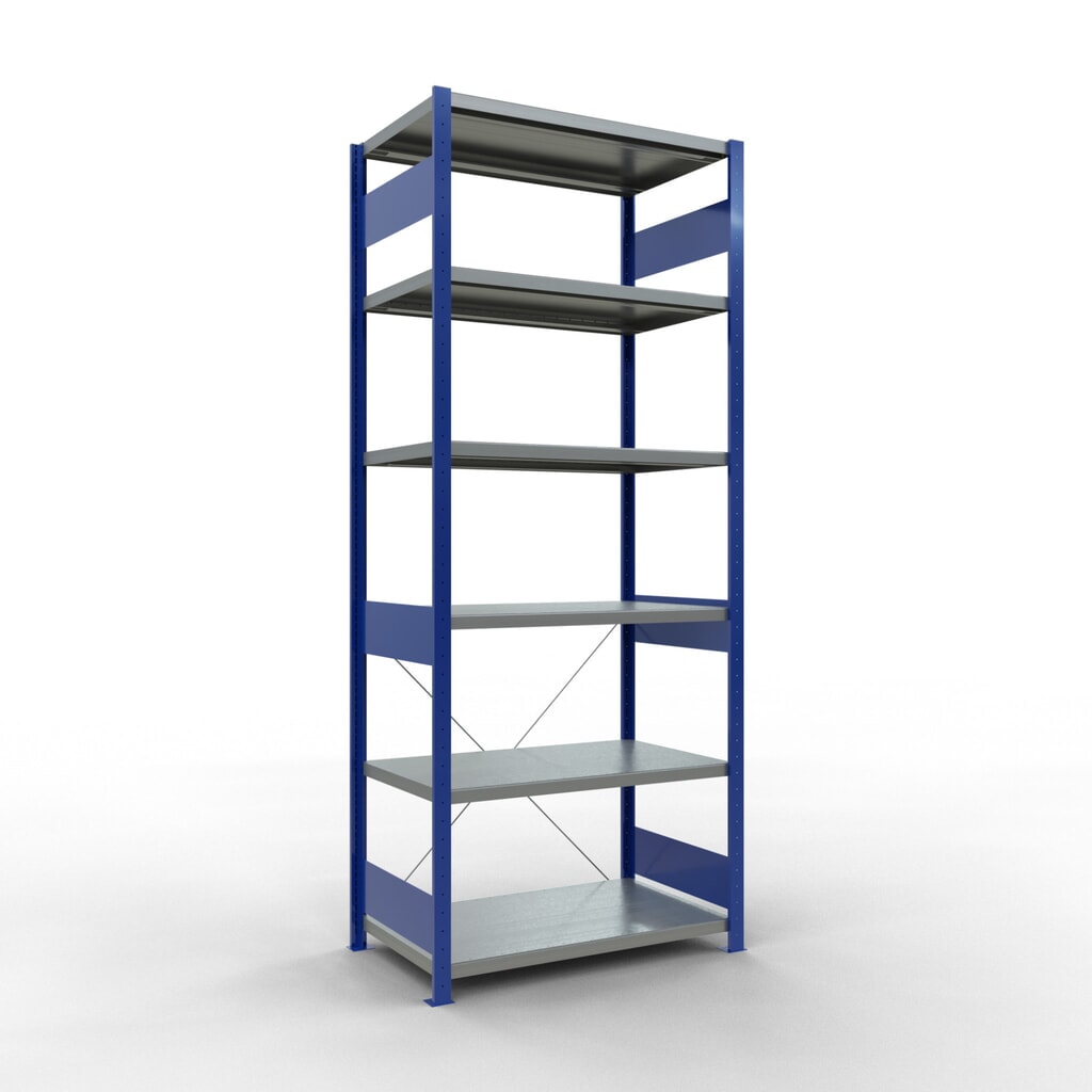 SCHULTE Rayonnage à tablettes, bleu gentiane / galvanisé, charge par tablette 330 kg, HxlxP 2 500 x 1 060 x 636 mm Illustration du produit: SCHULTE Rayonnage à tablettes, bleu gentiane / galvanisé, charge par tablette 330 kg, HxlxP 2 500 x 1 060 x 636 mm