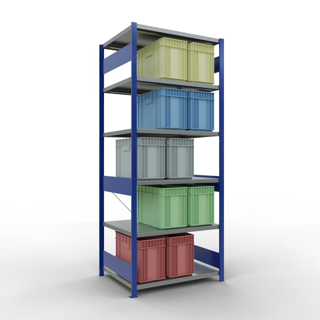 SCHULTE Rayonnage à tablettes, bleu gentiane / galvanisé, charge par tablette 330 kg, HxlxP 2 500 x 1 060 x 836 mm N° de l'image du produit 3 : SCHULTE Rayonnage à tablettes, bleu gentiane / galvanisé, charge par tablette 330 kg, HxlxP 2 500 x 1 060 x 836 mm