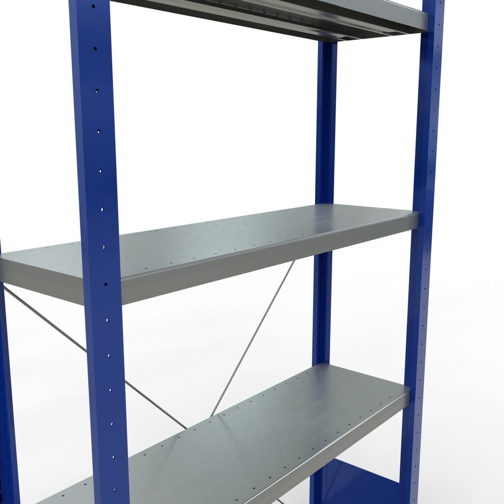 N° de l'image du produit 5 : SCHULTE Rayonnage à tablettes, bleu gentiane / galvanisé, avec 5 tablettes en tôle d’acier, charge par tablette 330 kg, HxlxP 2 000 x 1 060 x 336 mm
