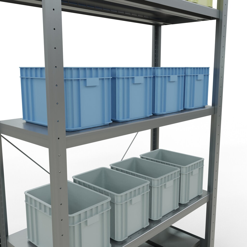 N° de l'image du produit 4 : SCHULTE Rayonnage à tablettes galvanisé avec 5 tablettes en tôle d’acier, charge par tablette 330 kg, HxlxP 2 000 x 1 060 x 436 mm