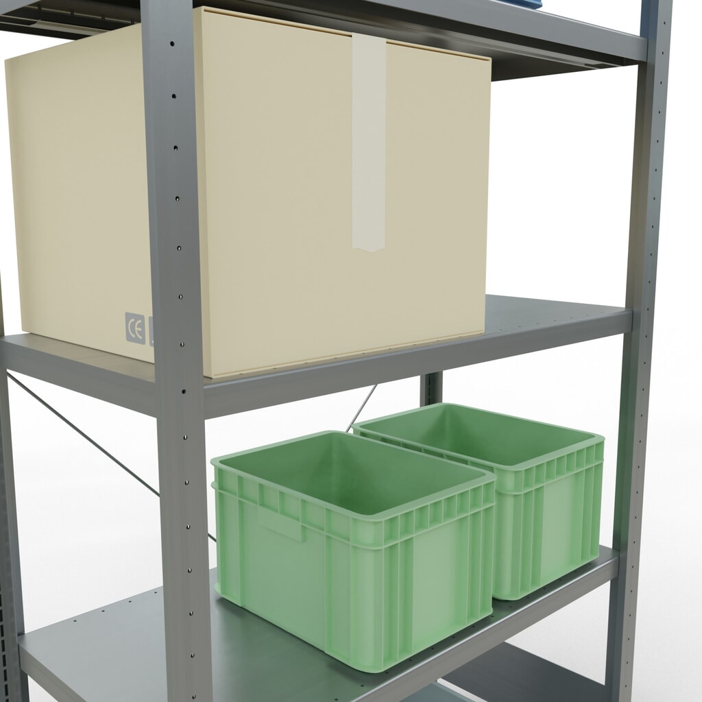 N° de l'image du produit 4 : SCHULTE Rayonnage à tablettes galvanisé avec 5 tablettes en tôle d’acier, charge par tablette 330 kg, HxlxP 2 000 x 1 060 x 536 mm
