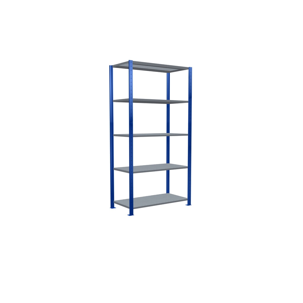 SCHULTE Rayonnage à tablettes, bleu gentiane / galvanisé, avec 5 tablettes en tôle d’acier, charge par tablette 330 kg, HxlxP 2 000 x 1 060 x 536 mm N° de l'image du produit 2 : SCHULTE Rayonnage à tablettes, bleu gentiane / galvanisé, avec 5 tablettes en tôle d’acier, charge par tablette 330 kg, HxlxP 2 000 x 1 060 x 536 mm
