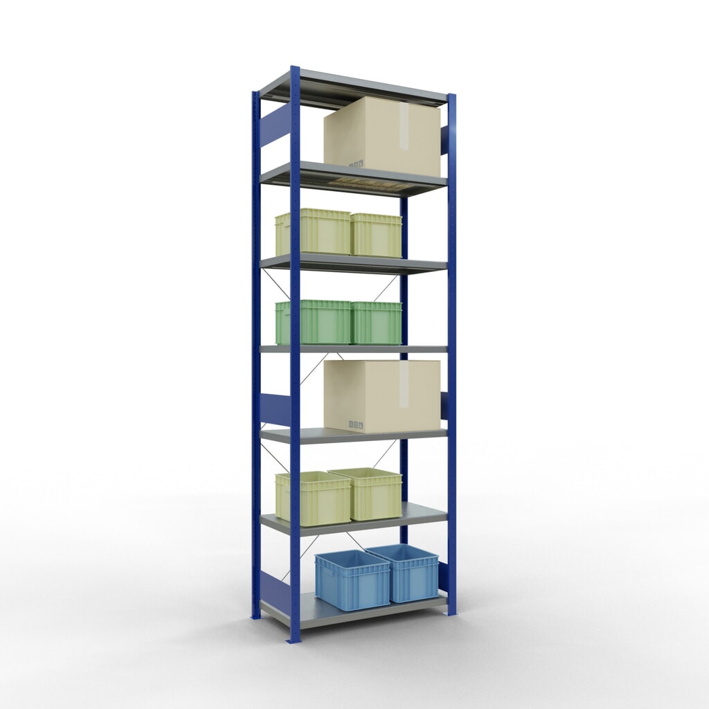 SCHULTE Rayonnage à tablettes, bleu gentiane / galvanisé, charge par tablette 330 kg, HxlxP 3 000 x 1 060 x 536 mm N° de l'image du produit 3 : SCHULTE Rayonnage à tablettes, bleu gentiane / galvanisé, charge par tablette 330 kg, HxlxP 3 000 x 1 060 x 536 mm