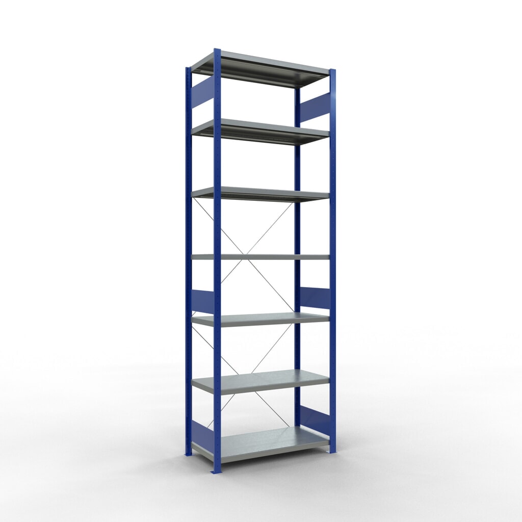 Illustration du produit: SCHULTE Rayonnage à tablettes, bleu gentiane / galvanisé, charge par tablette 330 kg, HxlxP 3 000 x 1 060 x 536 mm