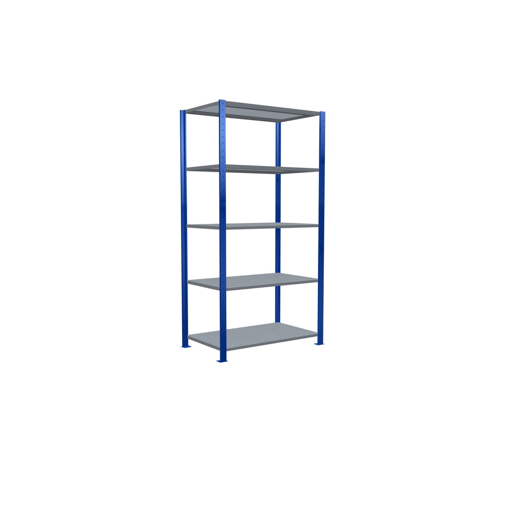 SCHULTE Rayonnage à tablettes, bleu gentiane / galvanisé, avec 5 tablettes en tôle d’acier, charge par tablette 330 kg, HxlxP 2 000 x 1 060 x 636 mm N° de l'image du produit 2 : SCHULTE Rayonnage à tablettes, bleu gentiane / galvanisé, avec 5 tablettes en tôle d’acier, charge par tablette 330 kg, HxlxP 2 000 x 1 060 x 636 mm