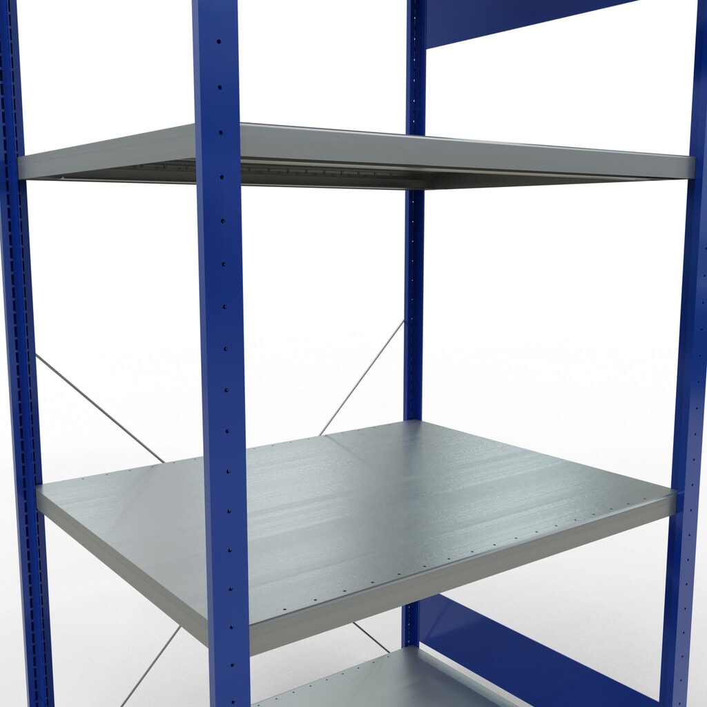 N° de l'image du produit 5 : SCHULTE Rayonnage à tablettes, bleu gentiane / galvanisé, avec 5 tablettes en tôle d’acier, charge par tablette 330 kg, HxlxP 2 000 x 1 060 x 836 mm
