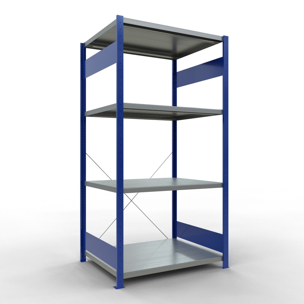 Illustration du produit: SCHULTE Rayonnage à tablettes, bleu gentiane / galvanisé, avec 5 tablettes en tôle d’acier, charge par tablette 330 kg, HxlxP 2 000 x 1 060 x 836 mm