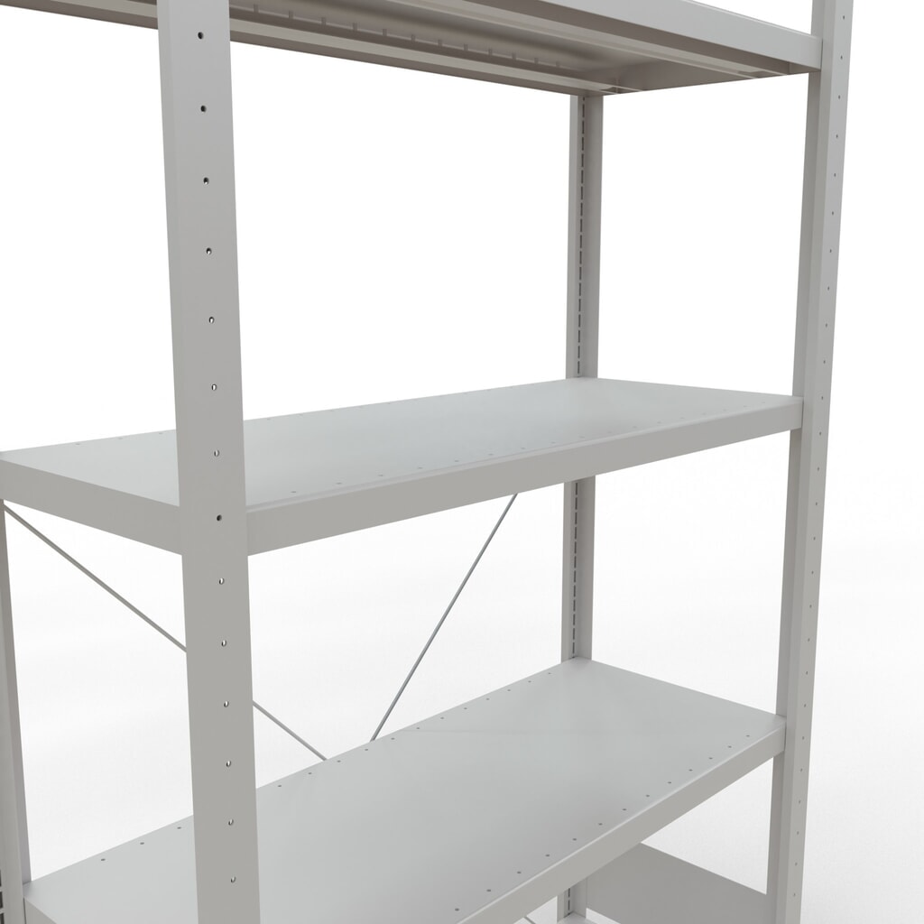 SCHULTE Rayonnage à tablettes gris clair avec 5 tablettes en tôle d’acier, charge par tablette 330 kg, HxlxP 2 000 x 1 060 x 436 mm N° de l'image du produit 5 : SCHULTE Rayonnage à tablettes gris clair avec 5 tablettes en tôle d’acier, charge par tablette 330 kg, HxlxP 2 000 x 1 060 x 436 mm