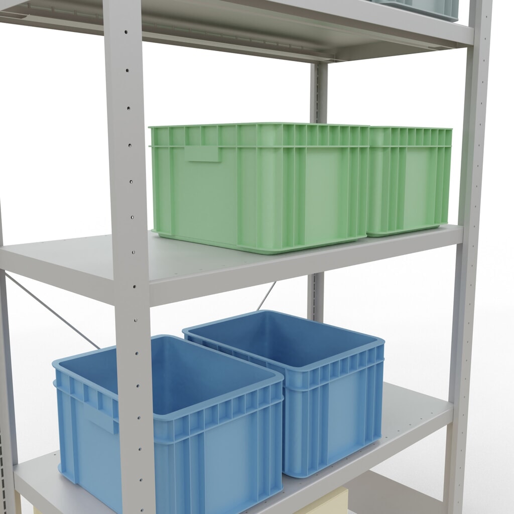N° de l'image du produit 4 : SCHULTE Rayonnage à tablettes gris clair avec 5 tablettes en tôle d’acier, charge par tablette 330 kg, HxlxP 2 000 x 1 060 x 536 mm