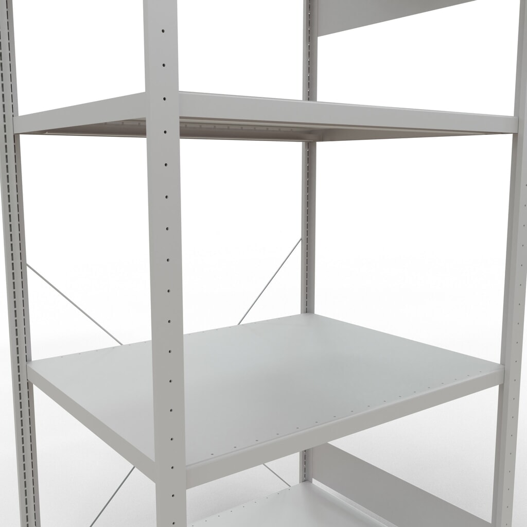 SCHULTE Rayonnage à tablettes gris clair avec 5 tablettes en tôle d’acier, charge par tablette 330 kg, HxlxP 2 000 x 1 060 x 836 mm N° de l'image du produit 5 : SCHULTE Rayonnage à tablettes gris clair avec 5 tablettes en tôle d’acier, charge par tablette 330 kg, HxlxP 2 000 x 1 060 x 836 mm